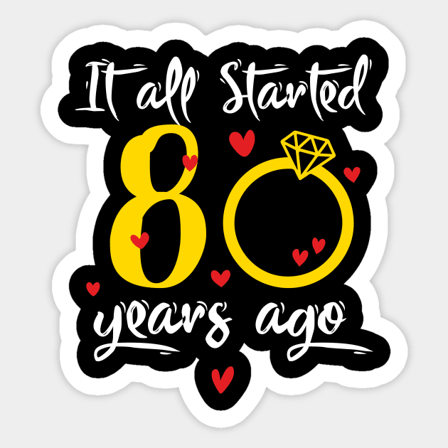 Wedding Anniversary 80 Years Together Golden Family Marriage Gift For Husband And Wife Sticker by FortuneFrenzy